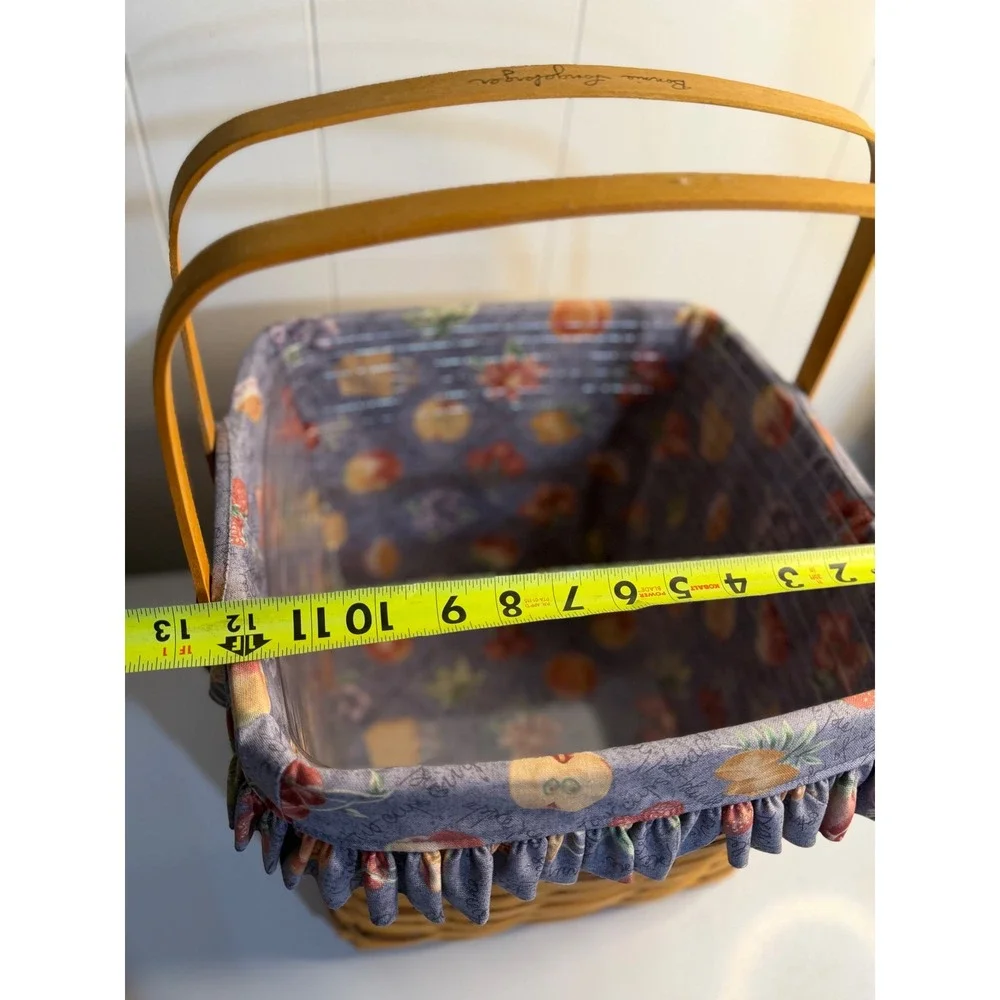VTG Longaberger Grandma Bonnie's Two Pie Basket Blue Fruit Liner 1998 Woven Wood